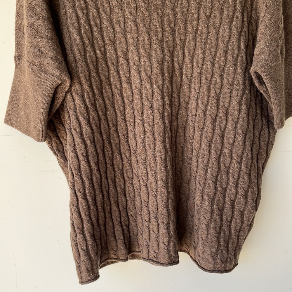 Garnet Hill 100% Cashmere Cable Knit Brown Sweater Size L - Picture 4 of 12